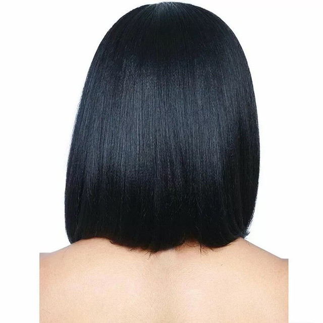women wigs Medium part bangs straight hair shoulder-length fashion wig set for black women