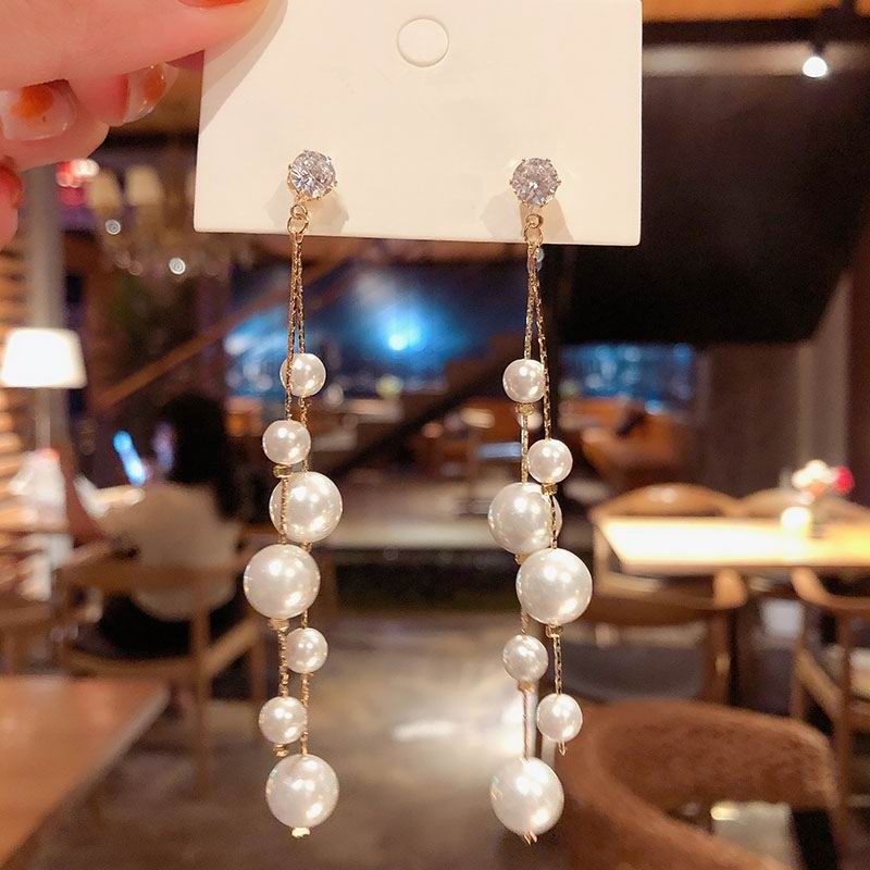 Korean Big Small Pearl Long Drop Earrings For Women Etrendy New Fashion Jewelry Statement Brincos
