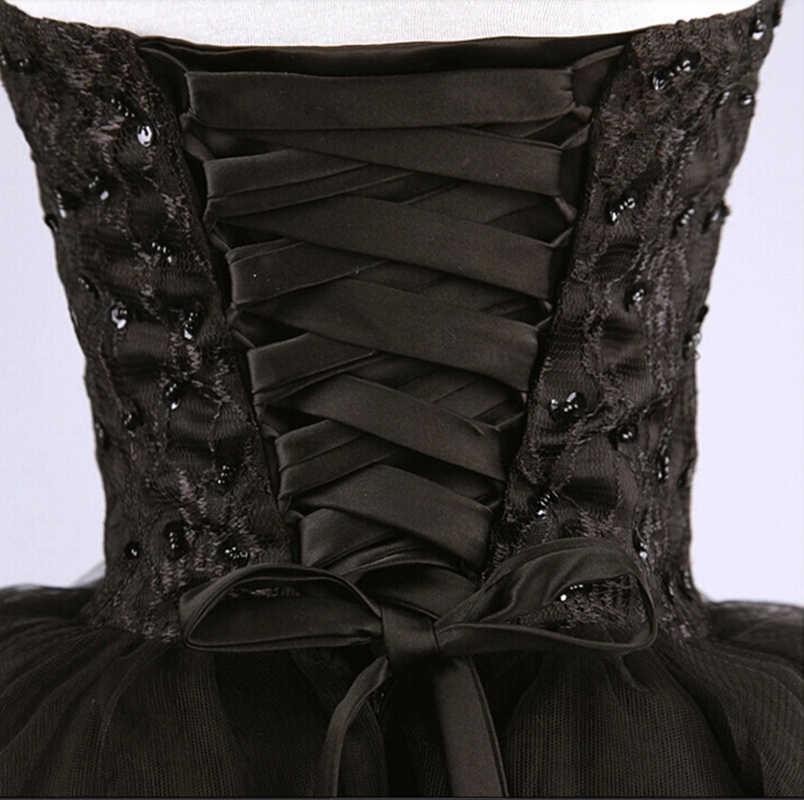 2019 Black Lace Sweetheart Short Prom Homecoming Dress A Line Tulle Beaded Sequined Appliques Graduation Cocktail Party Gown QC1359