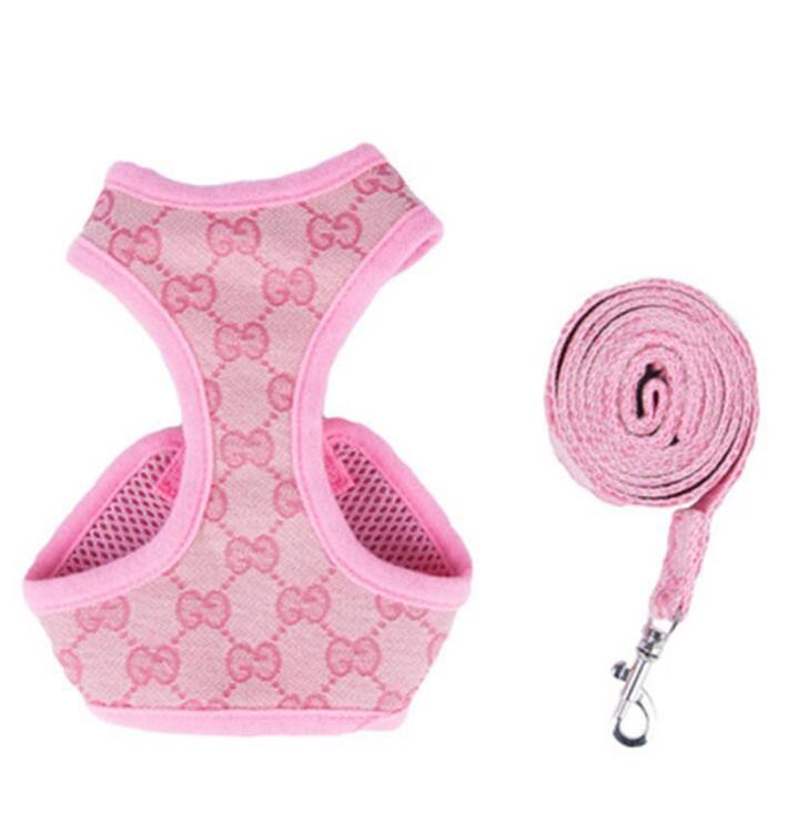 2021 New wholesale classic letter pattern Dog Apparel high quality fashion pet collars leashes spring vest