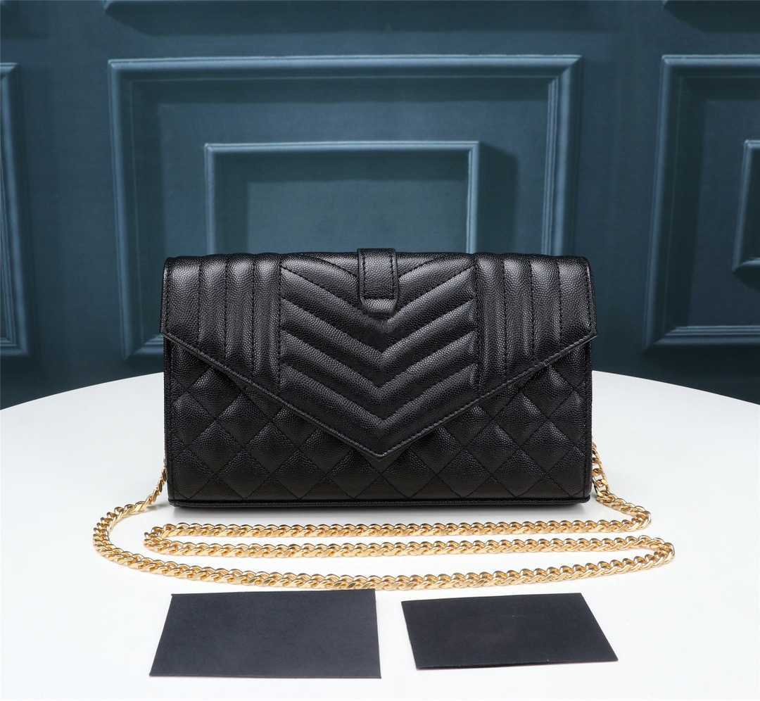 Cross Body Bag Chain Wallet In mix Matelasse Grain De Poudre Embossed Leather Diamond Quilted Overstitching Envelope Handbag, Black chain
Cross Body Bag Chain Wallet In mix Matelasse Grain De Poudre Embossed Leather Diamond Quilted Overstitching Envelope Handbag, Black chain