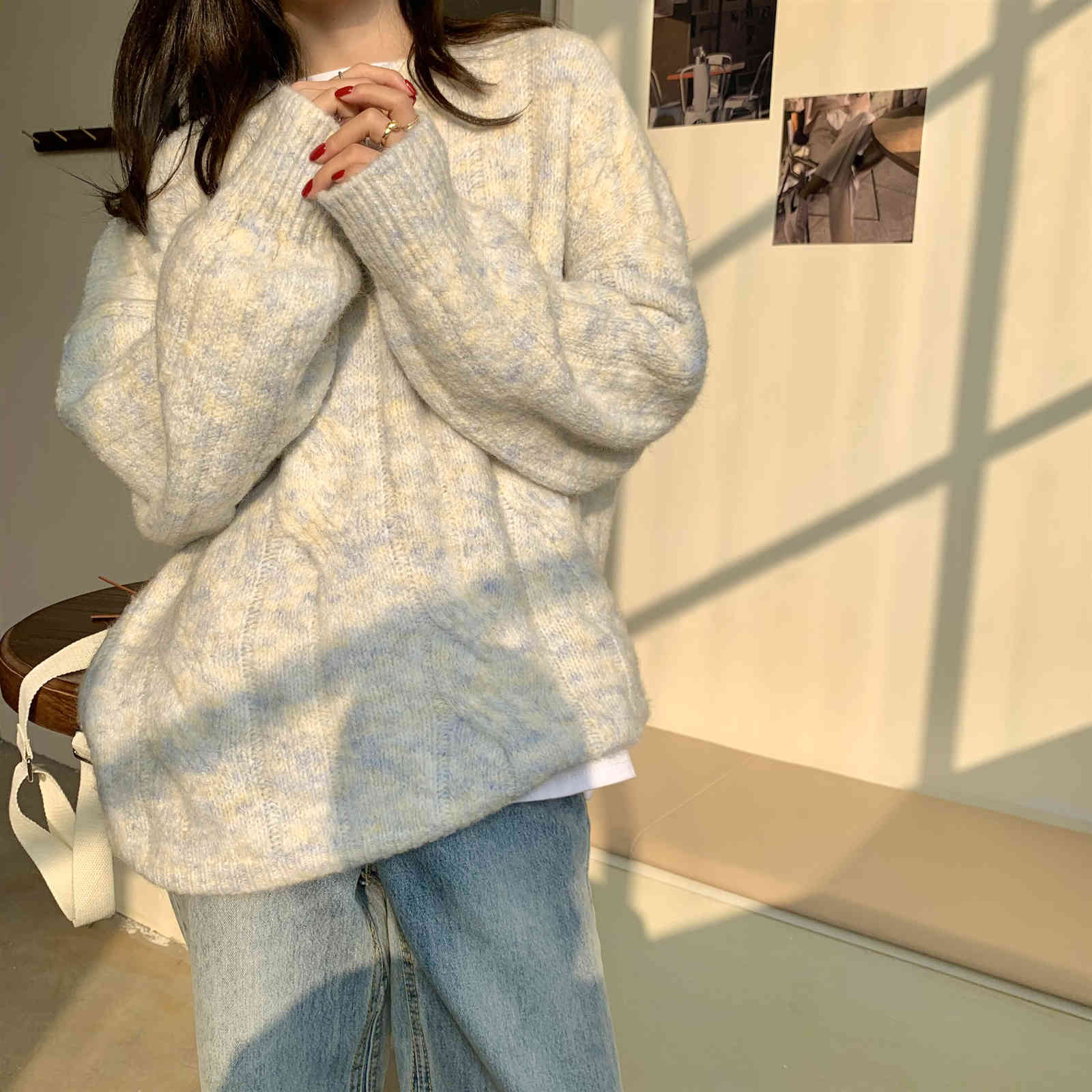 Twisted Knitted O-neck Women Sweater Tops Full Sleeve Loose Fashion Pullover Korean Soft Sweet Female Jumpers 210514