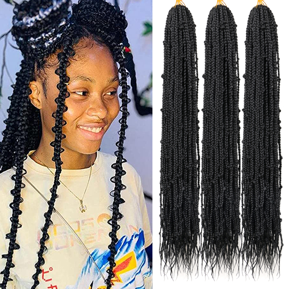 3s Box Braids Crochet Hair 32 Inch Butterfly Box Braids Messy Butterfly Braids Goddess Bohe Ombre Crochet Braiding Hair