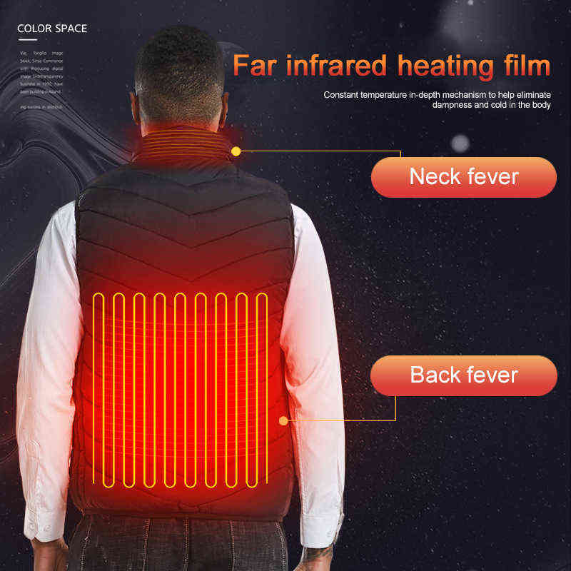 Men Women Winter USB Heating Vest Intelligent Electric Clothes Jacket Warm Up Pad Body Warmer 211111