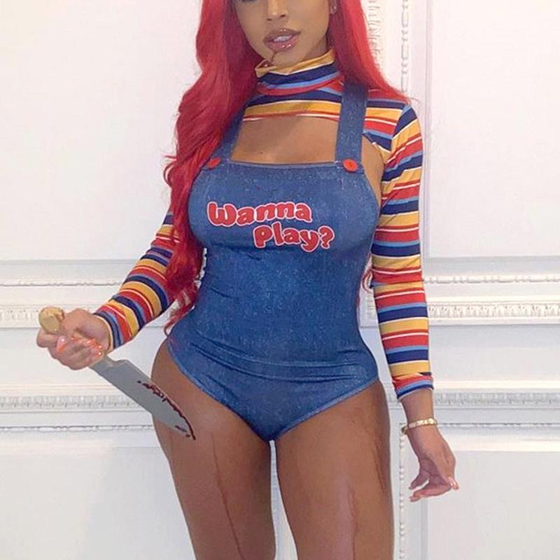 Women's Tracksuits Women Play Movie Character Bodysuit Chucky Doll Costume Set Halloween Costumes For Scary Nightmare Killer, Gray
Women's Tracksuits Women Play Movie Character Bodysuit Chucky Doll Costume Set Halloween Costumes For Scary Nightmare Killer, Gray