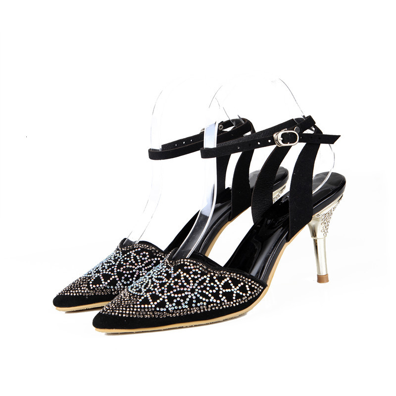 Slippers High Heels Genuine Leather Crystals Women Shoes Pointed Toe Ankle Buckle Strap Formal Party Dress Office Lady Pumps RFCY, Black
Slippers High Heels Genuine Leather Crystals Women Shoes Pointed Toe Ankle Buckle Strap Formal Party Dress Office Lady Pumps RFCY, Black