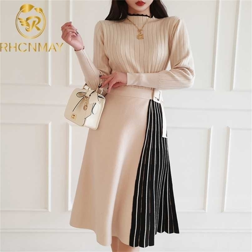 Autumn Korean Style Women Stand Collar Long Sleeve Fashion Temperament Patchwork Knitted Sweater A-Line Dress 211109, Beige
Autumn Korean Style Women Stand Collar Long Sleeve Fashion Temperament Patchwork Knitted Sweater A-Line Dress 211109, Beige
