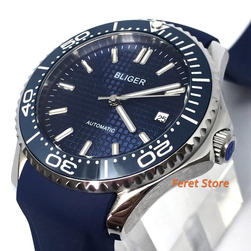 Wristwatches 41mm Rubber Tape Luxury Mens Watch Blue Dial Sapphire Crystal Ceramic Spin Bezel Automatic Mechanical Watches
Wristwatches 41mm Rubber Tape Luxury Mens Watch Blue Dial Sapphire Crystal Ceramic Spin Bezel Automatic Mechanical Watches