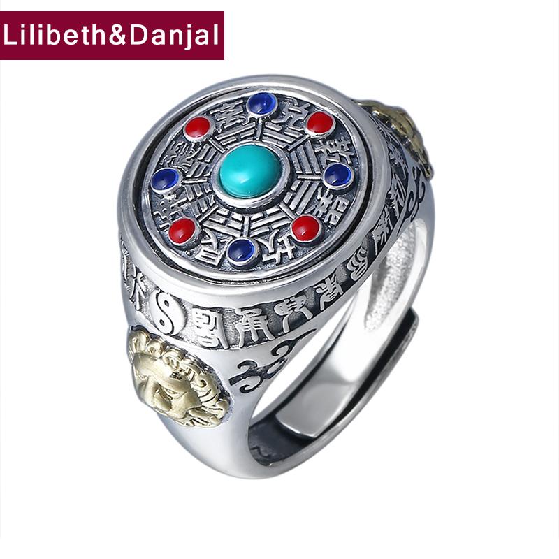Cluster Rings Mosaic Stone Ring 100% Real 925 Sterling Silver Jewelry For Men Ethnic Lucky Rotatable R104, Golden;silver
Cluster Rings Mosaic Stone Ring 100% Real 925 Sterling Silver Jewelry For Men Ethnic Lucky Rotatable R104, Golden;silver