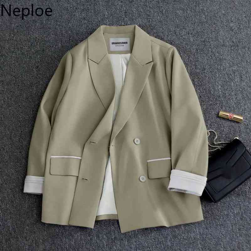 Neploe Woman Jackrts Spring Korean Fashion Coats Double-breasted Casual Office Lady Blazer Temperament Suit Tops Female 210422
