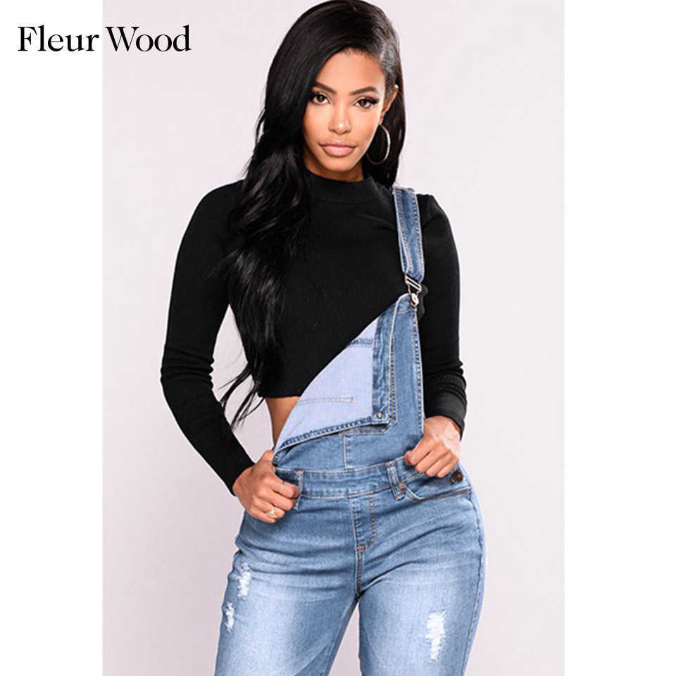 FLEUR WOOD Jeans Bib Female Slimming Denim For Women Plus Size Stretch Skinny pantalones vaqueros mujer 210809