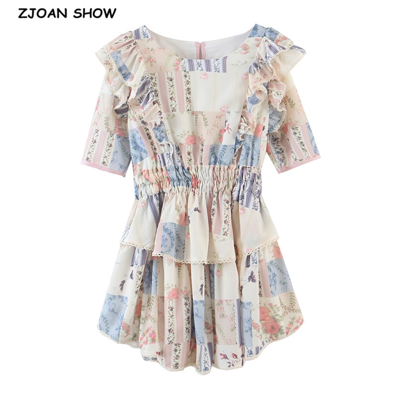 Holiday Spliced Cascading Ruffles Floral Print Swing Mini Dress Vintage Woman Elastic Waist Short Puff Sleeve Dresses 210429, Multi
Holiday Spliced Cascading Ruffles Floral Print Swing Mini Dress Vintage Woman Elastic Waist Short Puff Sleeve Dresses 210429, Multi
