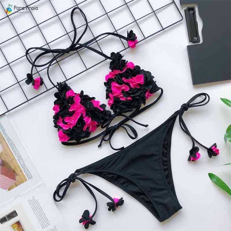 Para Praia Sexy 3D Flowers Bikini Bandeau Swimsuit Women Bandage Swimwear Thong Bikini Set High Cut Bathing Suit Beachwear 210322
Para Praia Sexy 3D Flowers Bikini Bandeau Swimsuit Women Bandage Swimwear Thong Bikini Set High Cut Bathing Suit Beachwear 210322