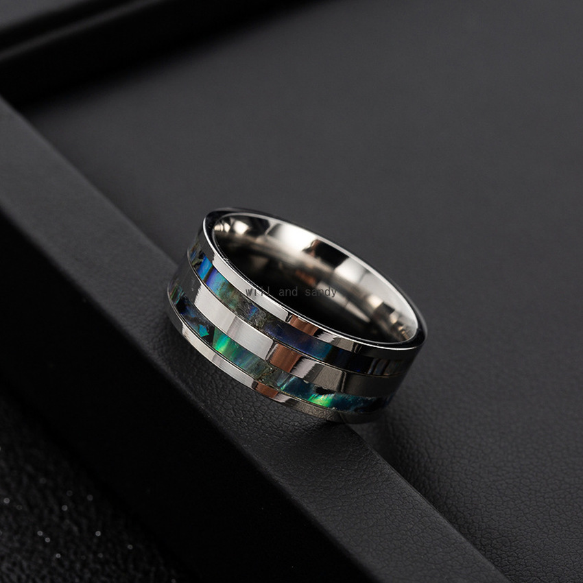 Stainless Colorful Shell Steel Ring Band: Tarnish-Free Designer Jewelry Rings for Women and Men 4 s