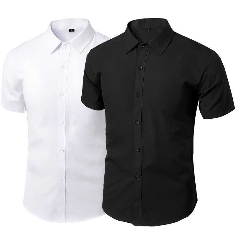 Short Sleeve Men's Dress Shirts Summer Solid Business Shirt Non-iron Slim Fit White Black Male Clothes Plus Size 5XL 210708
Short Sleeve Men's Dress Shirts Summer Solid Business Shirt Non-iron Slim Fit White Black Male Clothes Plus Size 5XL 210708