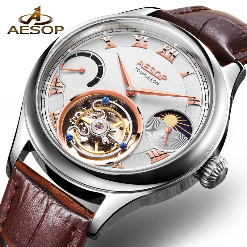 Wristwatches AESOP Top Real Tourbillion Mens Wrist Watch Sapphire Glass Waterproof Moon Phase Mechanical, 7001-8
Wristwatches AESOP Top Real Tourbillion Mens Wrist Watch Sapphire Glass Waterproof Moon Phase Mechanical, 7001-8