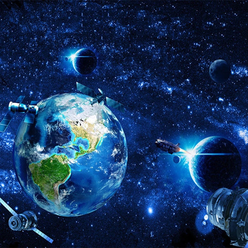 Custom Photo Wall Painting 3D Floor Self Adhesive Wallpaper Universe Starry Sky Thickened Mural Waterproof