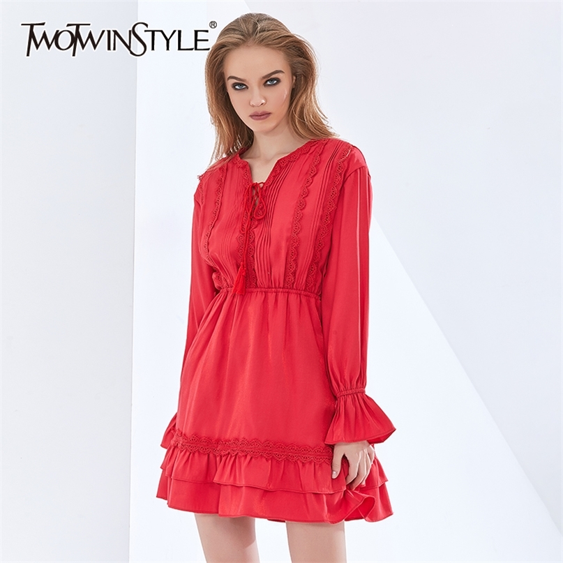 Solid Color Lace Dress For Women Flare Sleeve Overiszed High Waist Dresses Female Fashion Womens Clothing 210520, Yellow
Solid Color Lace Dress For Women Flare Sleeve Overiszed High Waist Dresses Female Fashion Womens Clothing 210520, Yellow