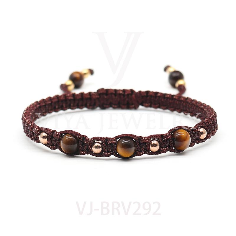 Charm Bracelets 2021 Handmade Natural Stone 6mm Round Beaded Colorful Braided Bracelet