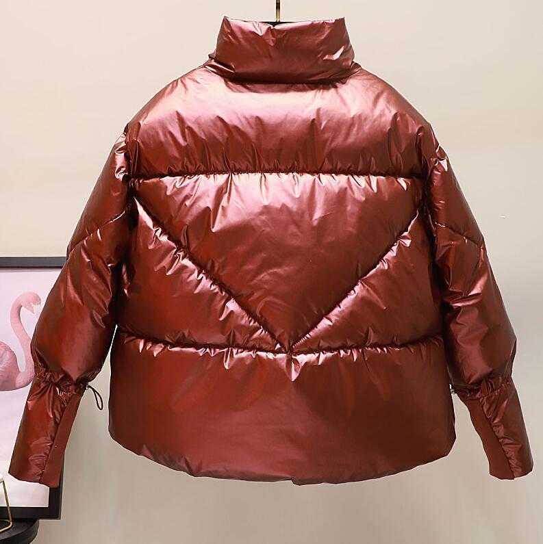 Winte jacket women Thick Parkas Casual Loose Down Cotton Jacket Warm Cotton Padded parka Women Fashion Glossy Plus size OverCoat 210819