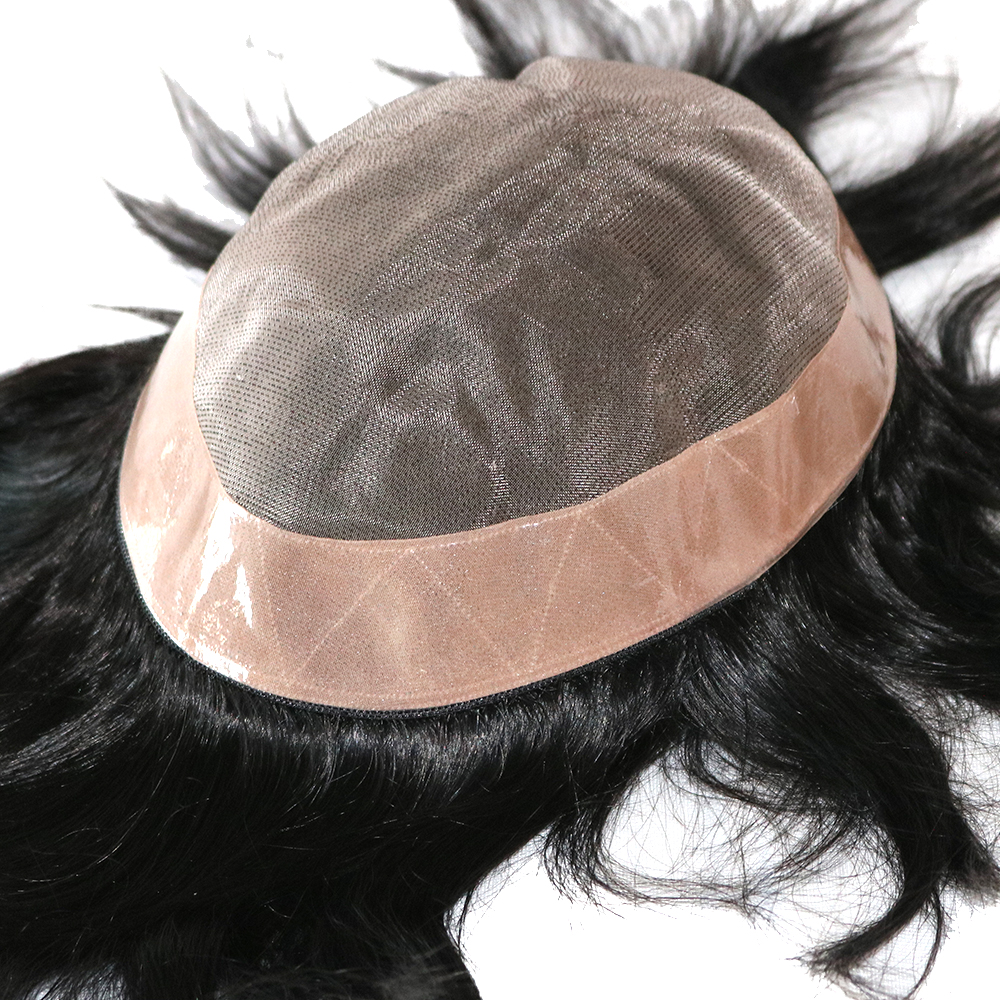 20MM Curly #1B Men's Wig Super Durable Mono Capillary Prosthesis Hair Unit Toupee Men Replacement System Human Hair Wigs For Male