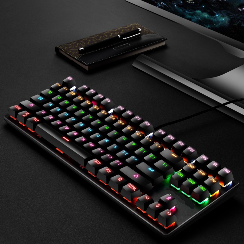 Mechanical Keyboard 87 Keys Switch Wired Gaming Keyboards with RGB Backlight for Tablet Desktop Russian Sticker PC Computer Game