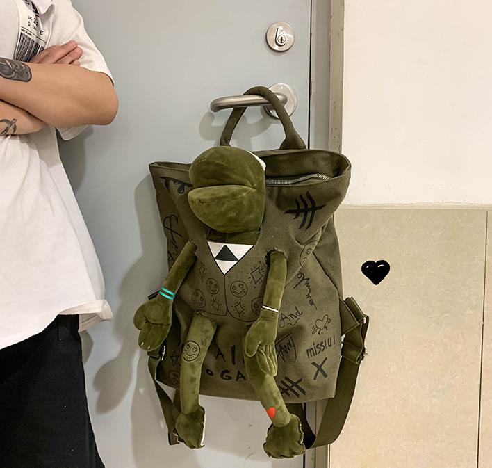 Cross Body Fashion All- Female Bags Trendy Cool Green Bag Canvas Backpack