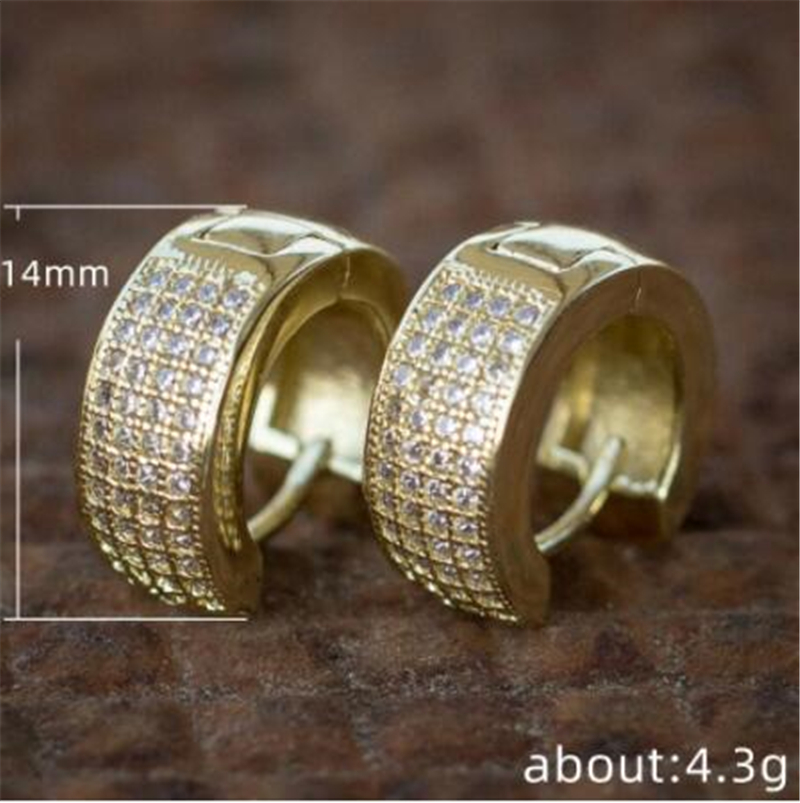 Hiphop Male Hoop Earring Micro pave AAAAA Zircon 925 sterling silver Jewelry Party Wedding Earrings for men Hiphop Jewelry