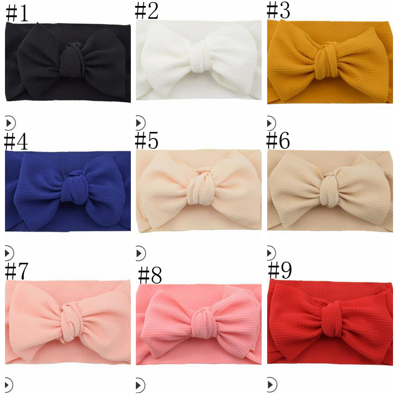 Baby Girl Headband Big Bow Hairbands DIY Bowknot Newborn Turban Solid Wide Head Wrap Infant Headwear Hair Accessories 34 Colors BT6666