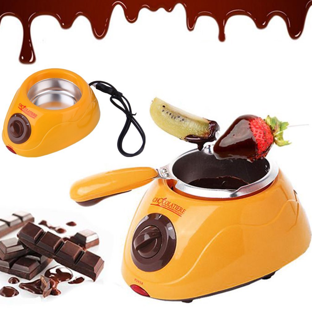 Durable Stainless Steel Chocolate Melting Pot Electric Fondue Melter Machine Diy Tool Mould + Column + Fork + Bamboo Stick eu Plug