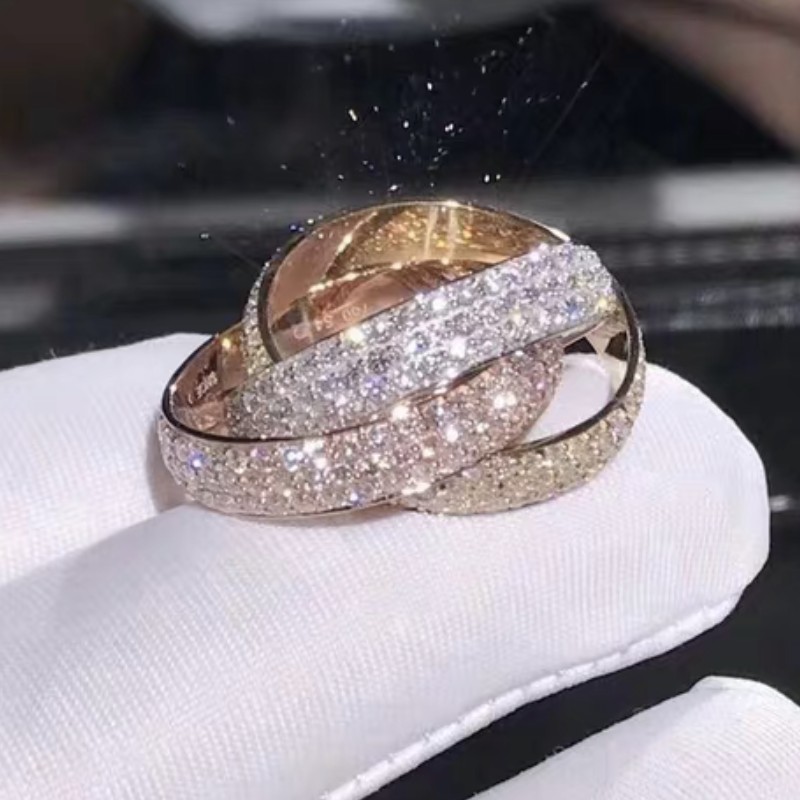 Triple Circles Gold/Rose Gold/Silver Ring Finger Three Colors Luxury Jewelry 925 Silver Pave Simulated Diamond Rings for Women Wedding Gift
Triple Circles Gold/Rose Gold/Silver Ring Finger Three Colors Luxury Jewelry 925 Silver Pave Simulated Diamond Rings for Women Wedding Gift