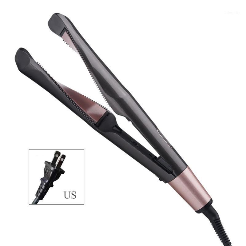 Electic 2 In 1 Twisted Hair Curler Slanting Plate Liquid Crystal Straightener Tail Rotating Temperature Curling Clipper Brushes1