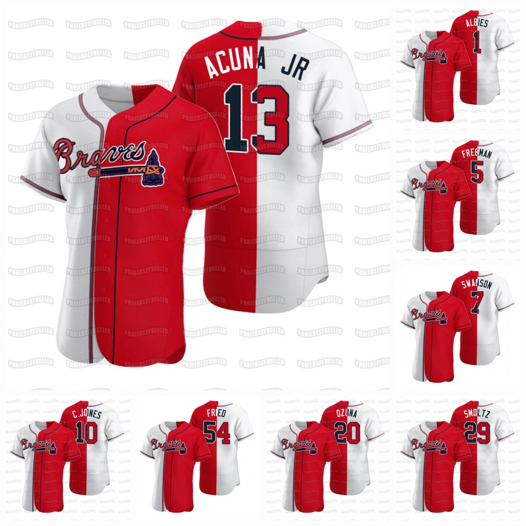 13 Ronald Acuna Jr. 2021 Split Jersey Marcell Ozuna Ozzie Albies Hank Aaron Chipper Jones Riley Smoltz Freddie Freeman Dansby Swanson Fried, Blue;black
13 Ronald Acuna Jr. 2021 Split Jersey Marcell Ozuna Ozzie Albies Hank Aaron Chipper Jones Riley Smoltz Freddie Freeman Dansby Swanson Fried, Blue;black