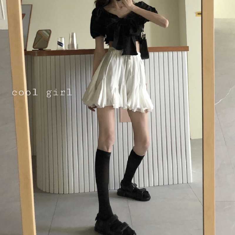 White Thin Poncho A-word Skirt Women's Wear-reducing Summer Korean Version of A Hundred High-waisted Student 210621