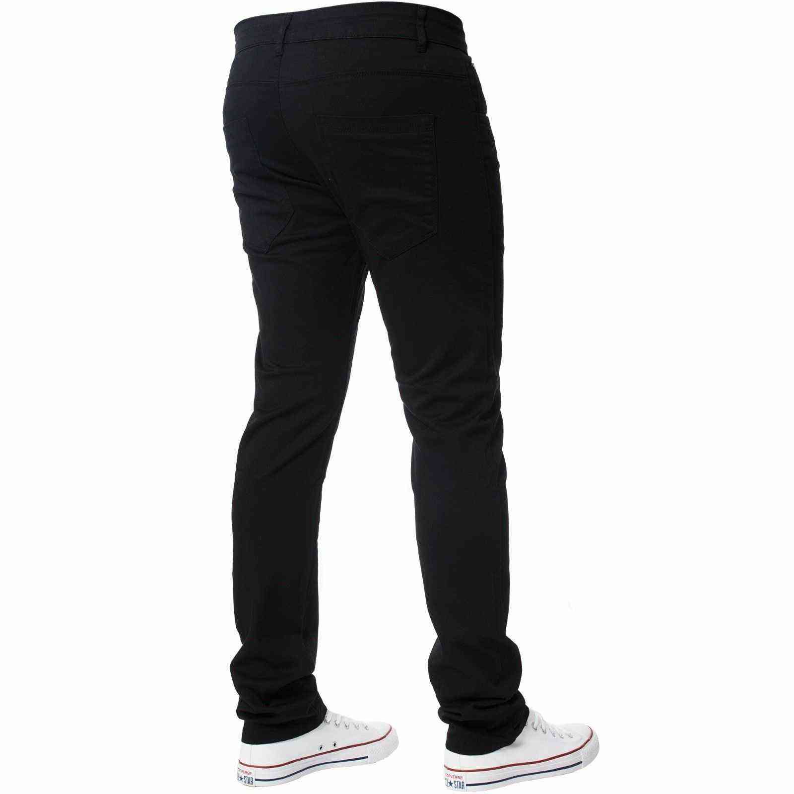 Men's Black Slim Fit Smart Wear Look Casual Chino Trouser Pants 211112