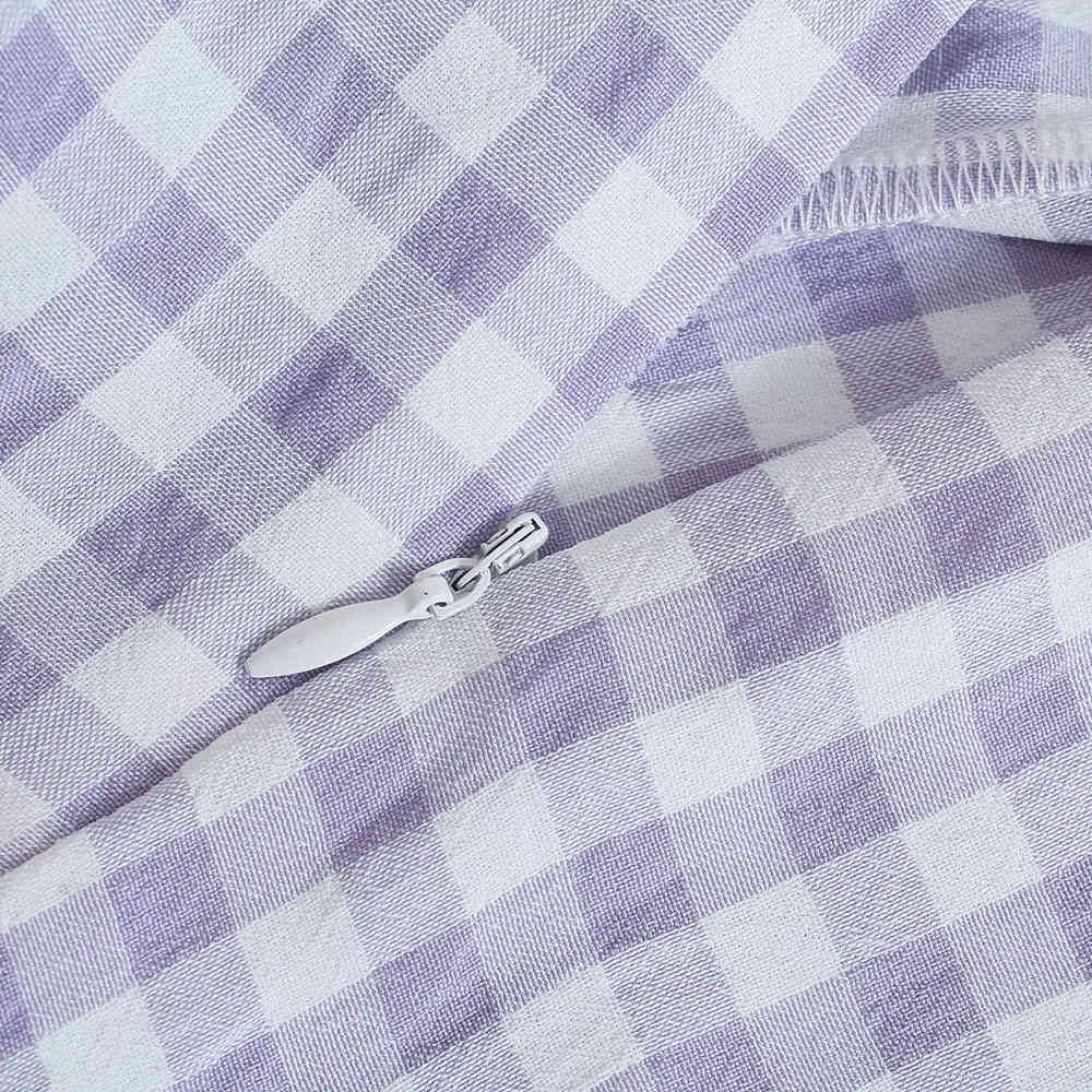 BBWM Women Vintage Plaid Print Casual Straight Pants Retro Female Side Zipper Pantalones Mujer Chic Long Trousers 210520