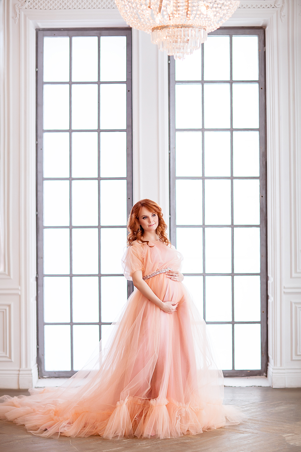 Elegant Pink Sleepwear Evening Dresses Off Shoulder Tulle Sweep Train Maternity Dress Plus Size Pregant Photograph Gowns vestido de novia