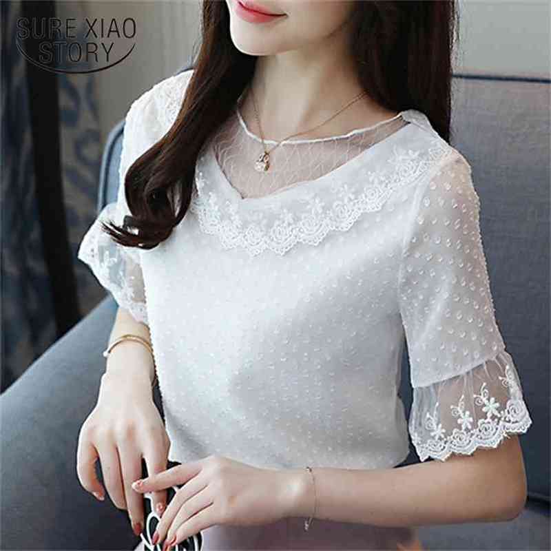 Fashion female blouses chiffon women shirt short sleeve summer ladies tops blusas 0274 40 210506