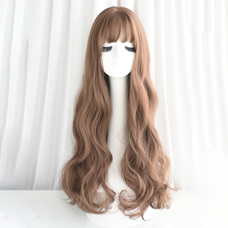 female long curly Wig temperament air bangs whole head natural big wave hair cover, 73cm
female long curly Wig temperament air bangs whole head natural big wave hair cover, 73cm