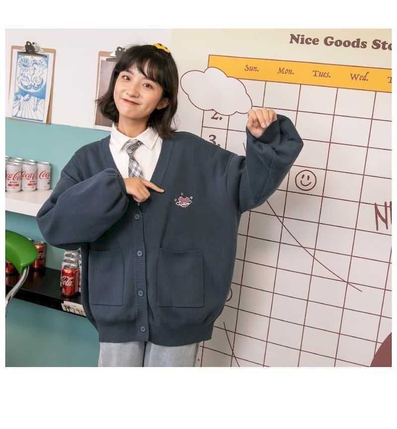 harajuku cardigan women sweater fall prep Japanese college cardigans cute gentle tops loose shirt v-neck 210526