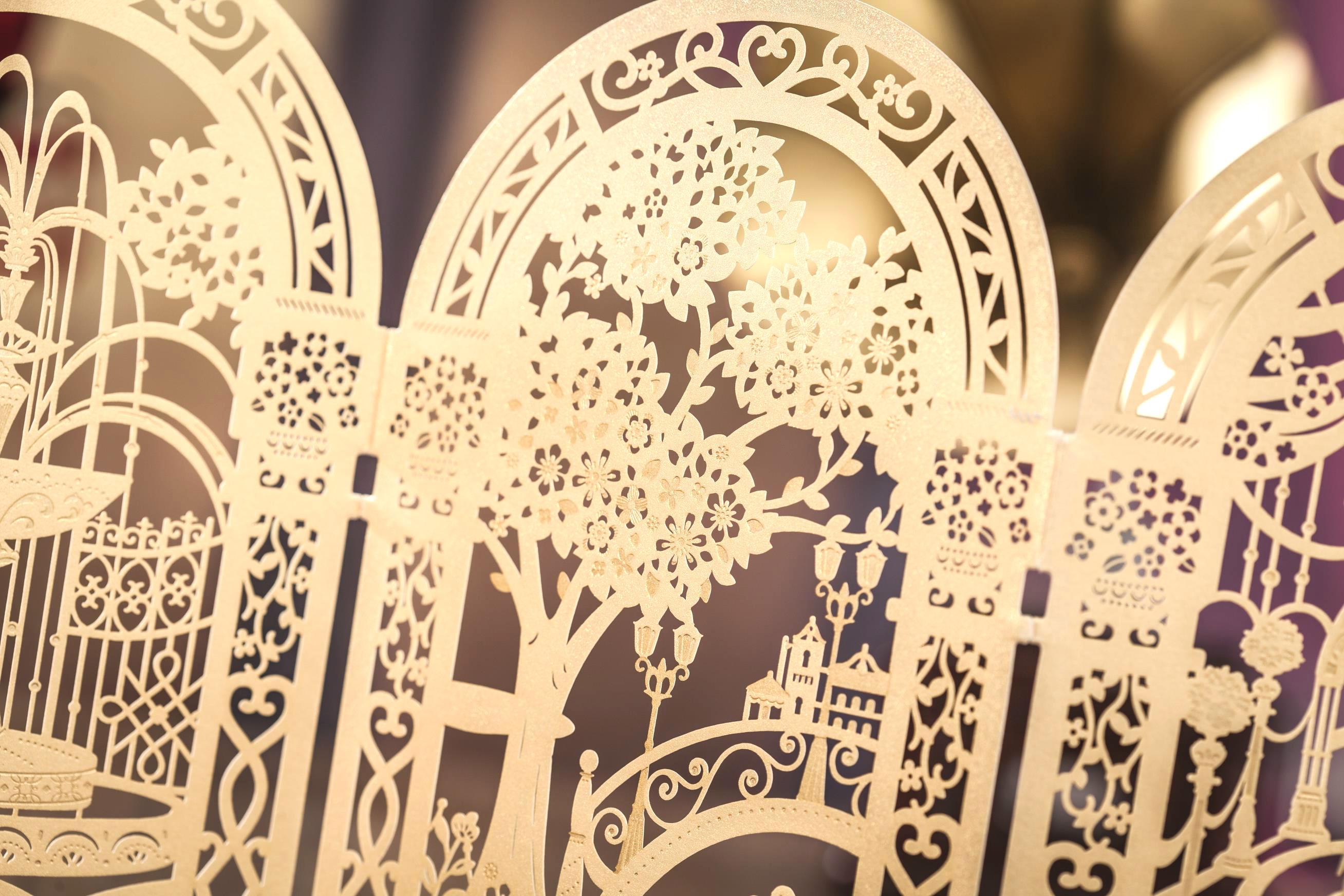 2021 Gold custom personalized Wishmade laser cut wedding invitation cards kit, with envelopes, seals, personalized printing, for wedding