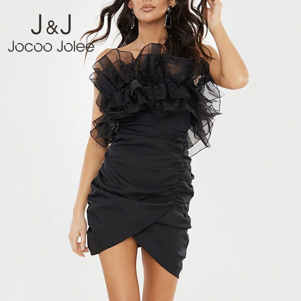 Jocoo Jolee Elegant Sleeveless Backless Ruched Bodycon Mini Dress Sexy Mesh Ruffled Off Shoulder Party Club Skinny Dress 210518, Black
Jocoo Jolee Elegant Sleeveless Backless Ruched Bodycon Mini Dress Sexy Mesh Ruffled Off Shoulder Party Club Skinny Dress 210518, Black