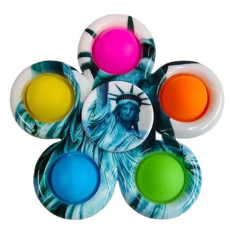 Colorful Sensory Fidget Push Bubble Board Toys Simple Dimple Fidgets Plus 3 Leaf 5 Sides Finger Play Game Anti Stress Spinner 2021 New