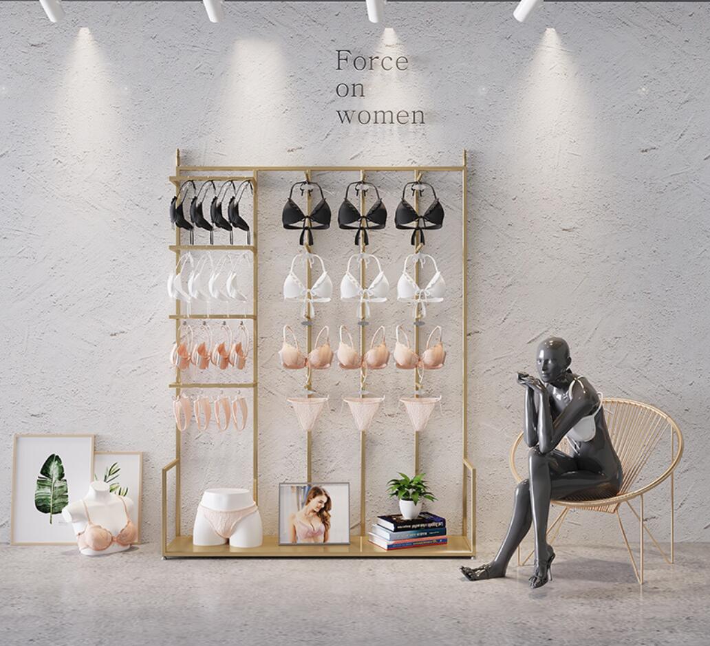 Underwear store display rack Commercial Furniture cabinet underwears floor middle island racks double-sided socks show bra shelf