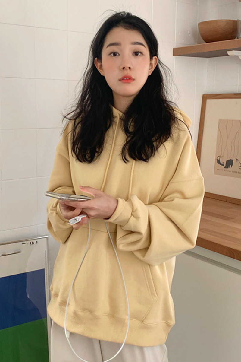 Nomikuma Autumn Winter Plus Velet Women Hooded Sweatshirt Long Sleeve Causal Solid Hoody New Korean Hoodies Jumper 6C714 210427