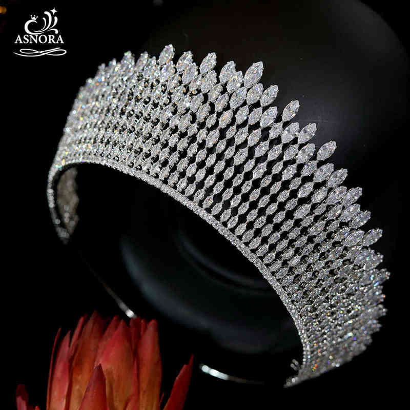 Shiny Princess Crown ASNORA Retro European Bridal Headdress Crystal Queen Crown Selection Hair Band Bridal Hair Accessories 211214