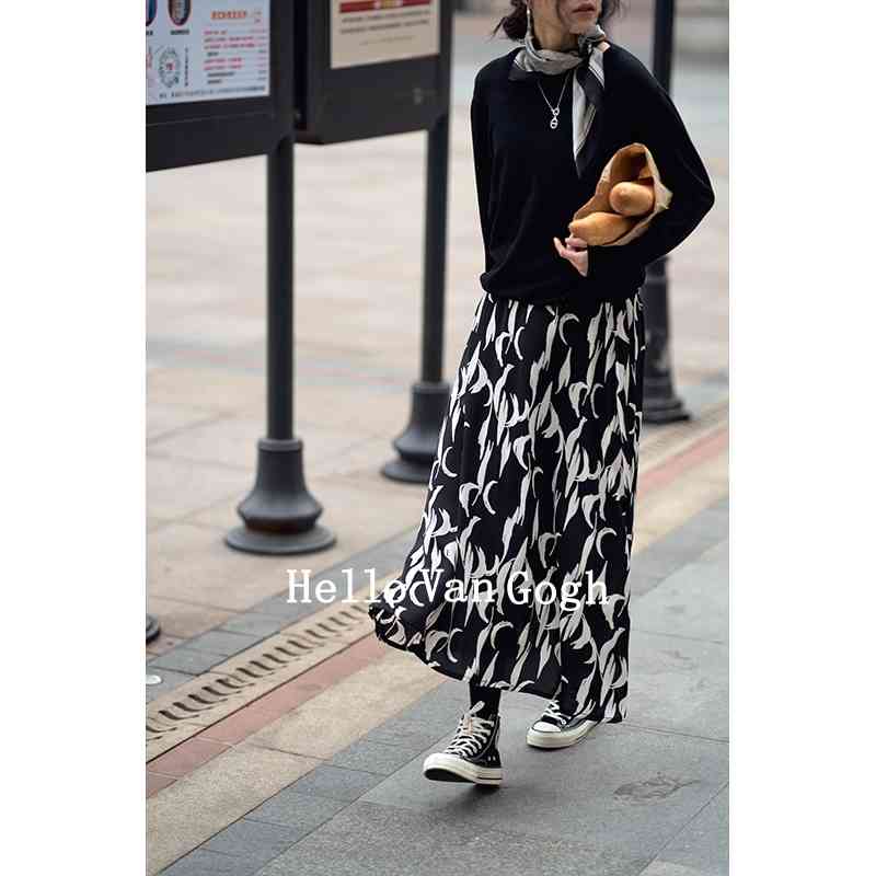 VANOVICH Summer Wild Casual Women Skirts High Waist Korean Style Print Chiffon Fashion Ladies 210615Z