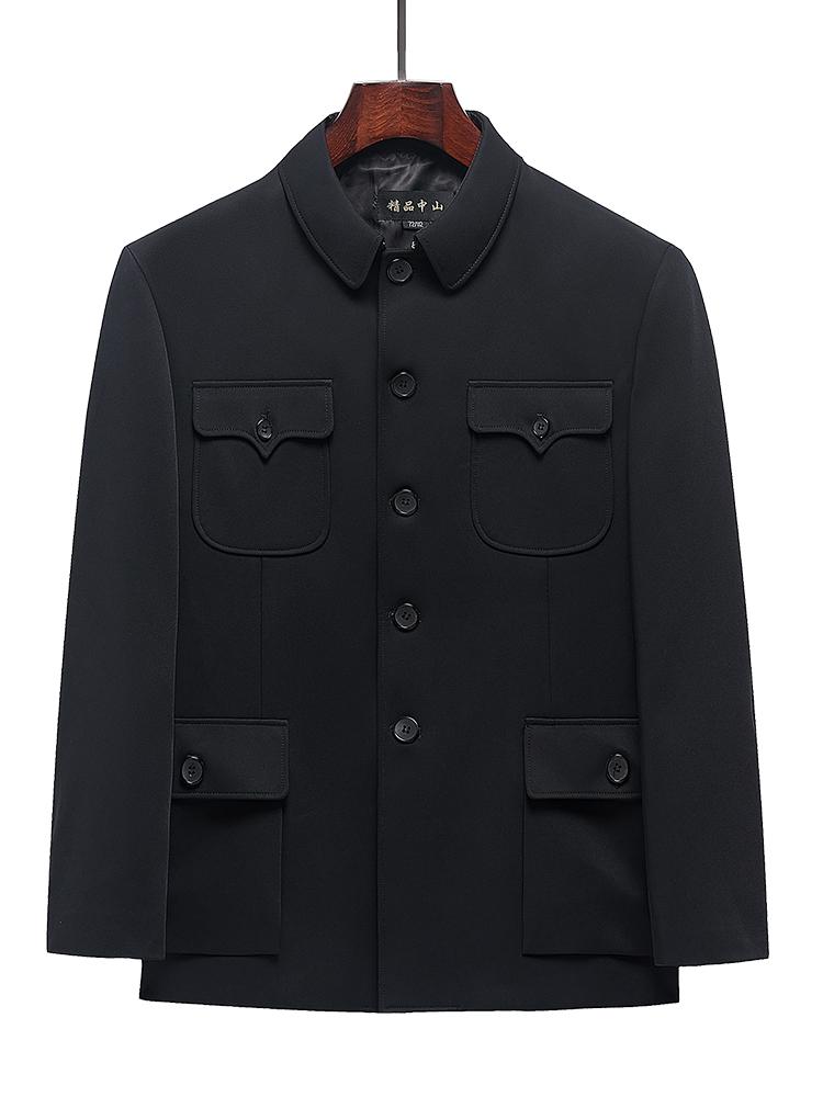Men's Suits & Blazers Men Zhongshan Mao Suit Chinese Style Tunic Blazer Male Spring Autumn Black Classical Sun Yat Sen Outfits Elegant Cloth