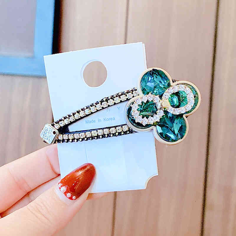 Hair Jewelry Accessories Klein Blue Crystal Pin Korean Clover Bb Clip Bangs Net Safflower Side Ornament Female