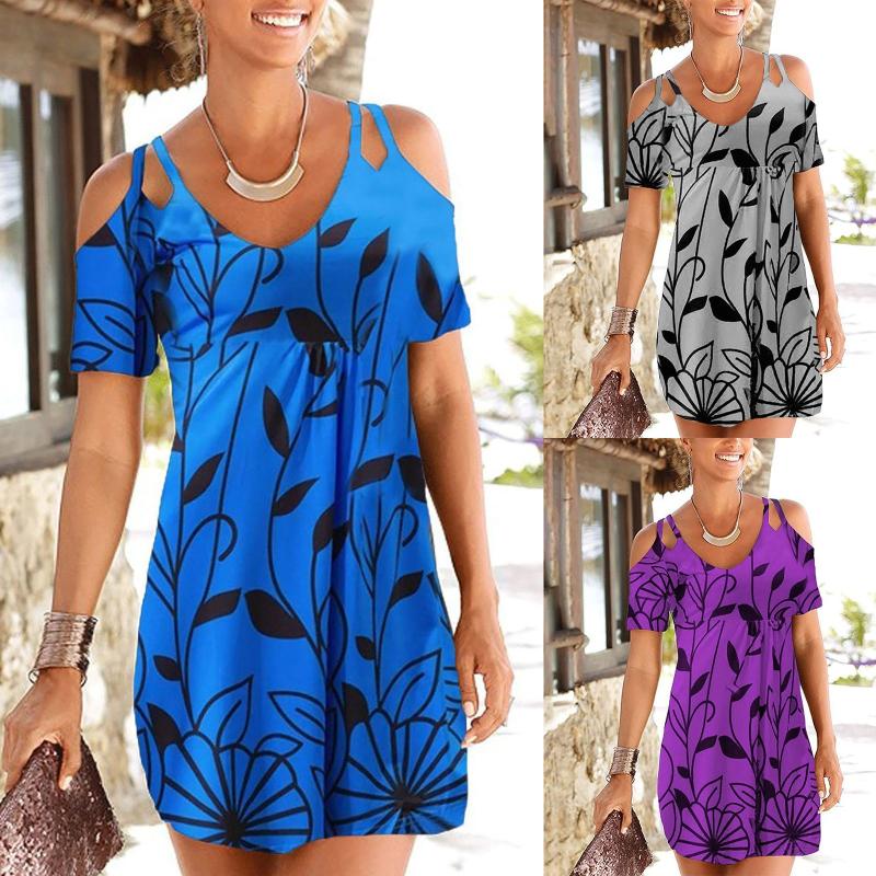 Casual Dresses Shoulder Temperamental Cold Women Dress Print Loose Fashion Style Beach Women, Blue
Casual Dresses Shoulder Temperamental Cold Women Dress Print Loose Fashion Style Beach Women, Blue